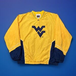 West Virginia Mountaineers Jacket XL Unisex Adult Yellow Pullover‎ Windbreaker